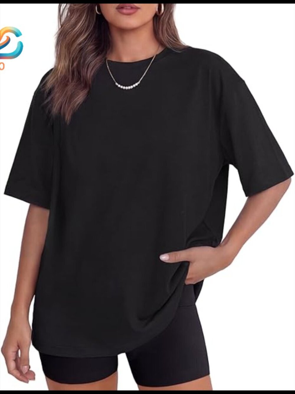 Oversized Short Sleeve Tee, Soft Polyester Blend, Casual Workout Top